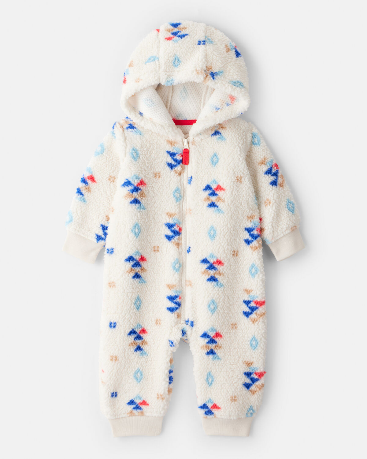 Baby Boy Aztec Sherpa Long-Sleeve Jumpsuit - Cream | Carter's Inc