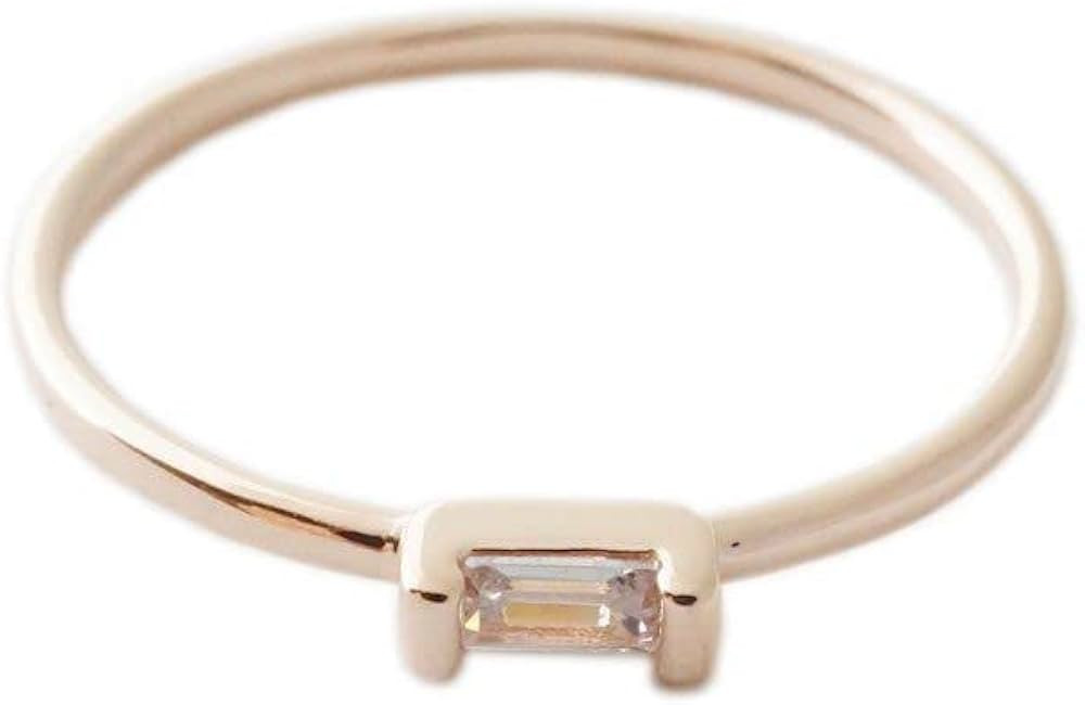HONEYCAT Tiny Baguette Crystal Ring in Gold Plate, Rose Gold Plate, or Sterling Silver Plate | Mi... | Amazon (US)