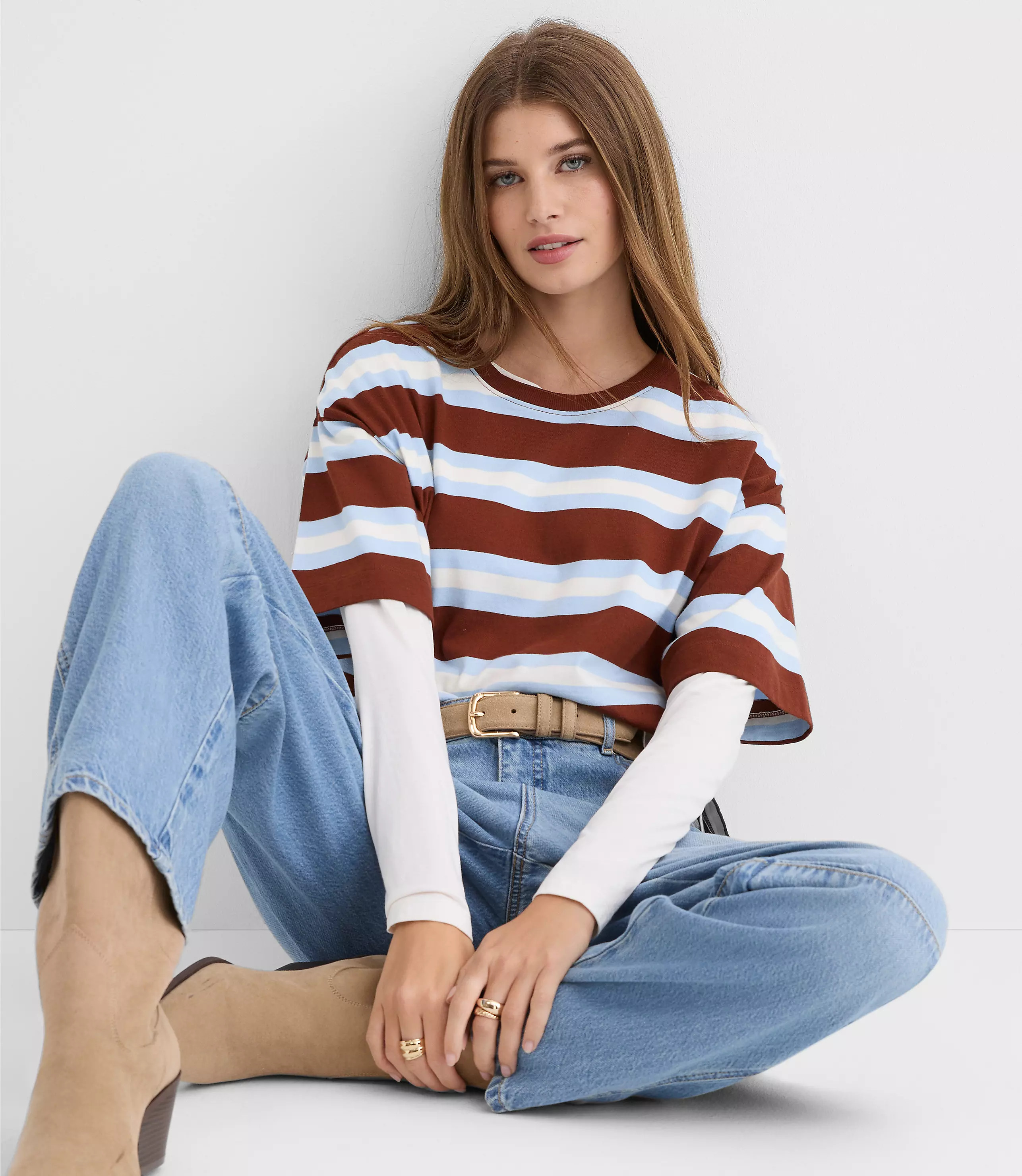 Striped Jersey Modern Tee | LOFT