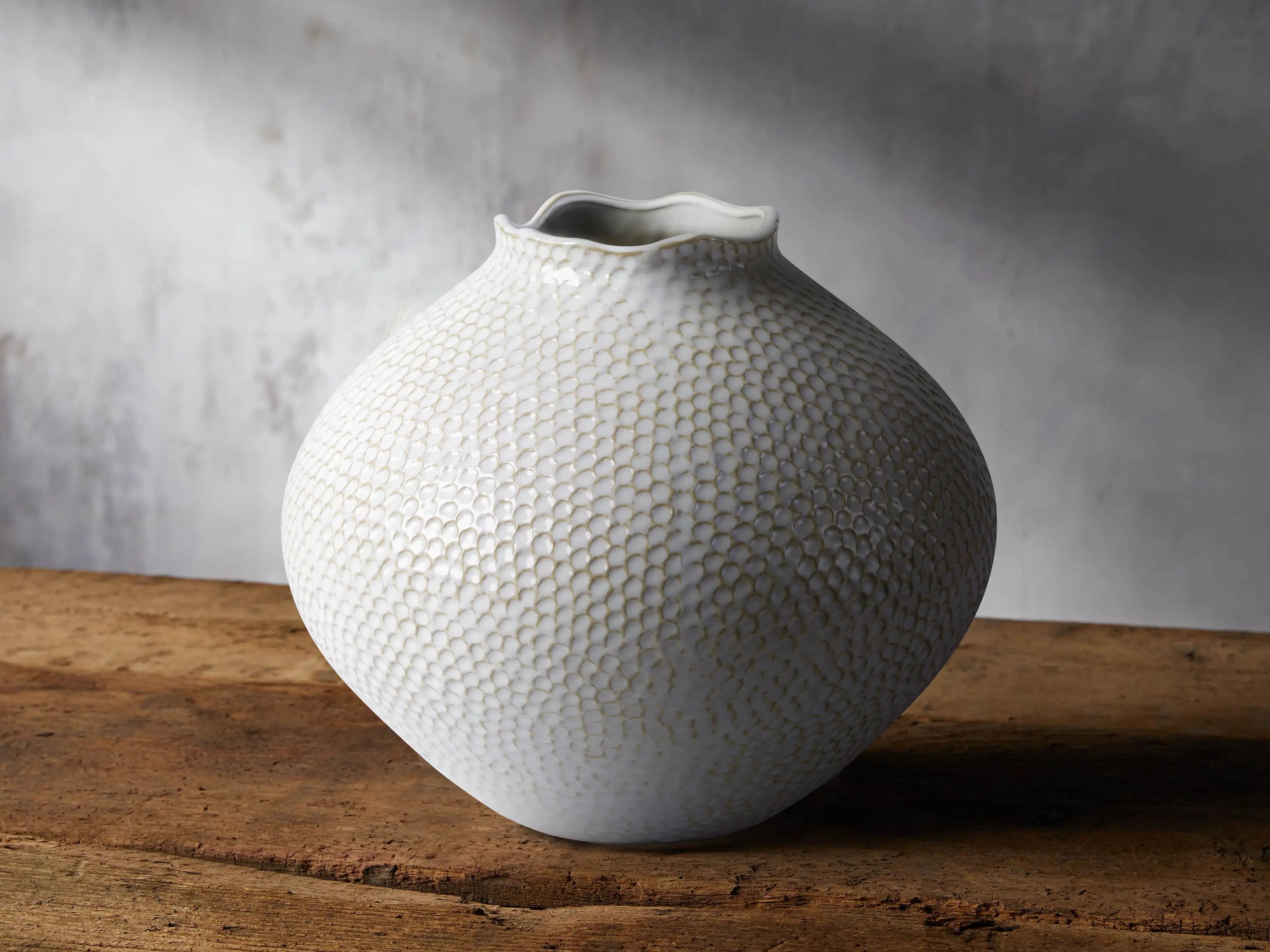 Eva Large Round Vase in Cream | Arhaus