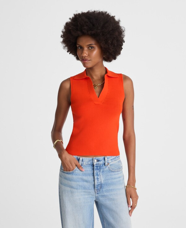 Cotton Johnny-Collar Sweater Tank | Madewell