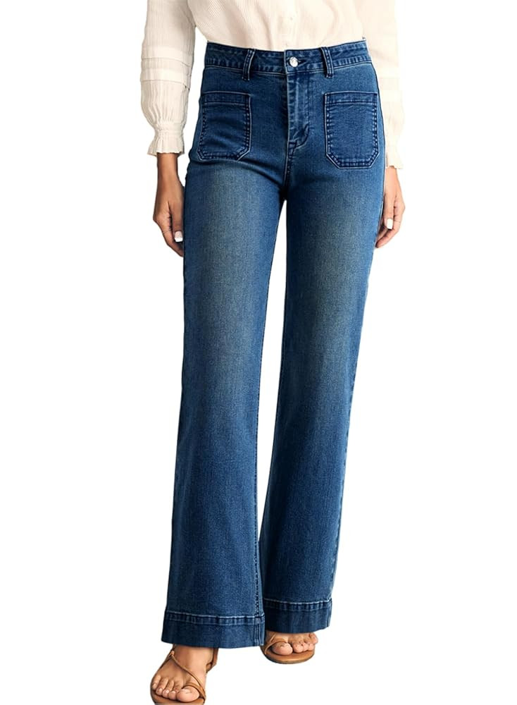 Astylish Women's Wide Leg Jeans High Waisted Stretchy Straight Leg Jeans Loose Trendy Denim Pants... | Amazon (US)