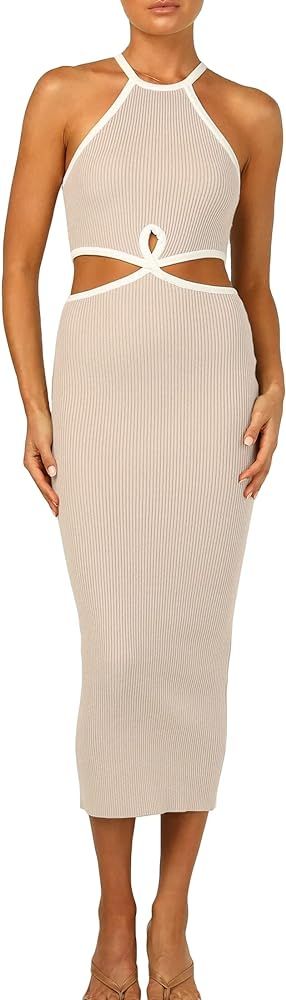 KMOLY Women's Cut Out Waist Bodycon Midi Mini Dress Sexy Backless Sleeveless Spaghetti Strap Part... | Amazon (US)