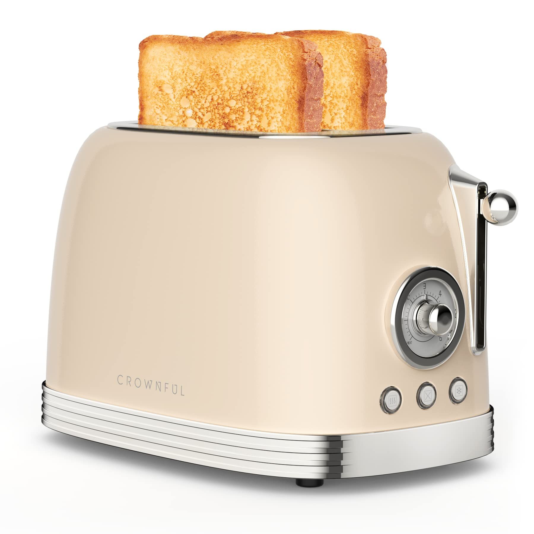 CROWNFUL 2-Slice Toaster, Extra Wide Slots Toaster, Retro Stainless Steel with Bagel, Cancel, Def... | Amazon (US)