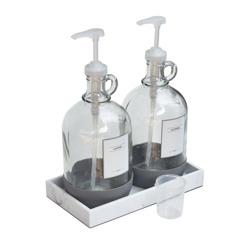 Better Homes & Gardens Glass & Resin Laundry Detergent Dispenser Set,128 Fluid oz, 4Pc - Walmart.... | Walmart (US)