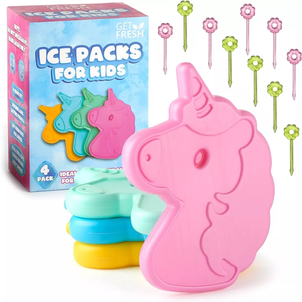 Bentgo Buddies Reusable Ice Pack, 4-Pack - Unicorn