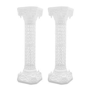 White Wedding Roman Column Landscaping Artistic Roman Pillar Statue Party Plastic Flower Holder (2-Pack) | The Home Depot