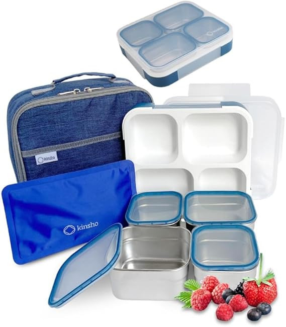 Stainless Steel Bento Lunch Box Set For Adults, Kids - Insulated Bag And Ice Pack - Leak-Proof Me... | Amazon (US)