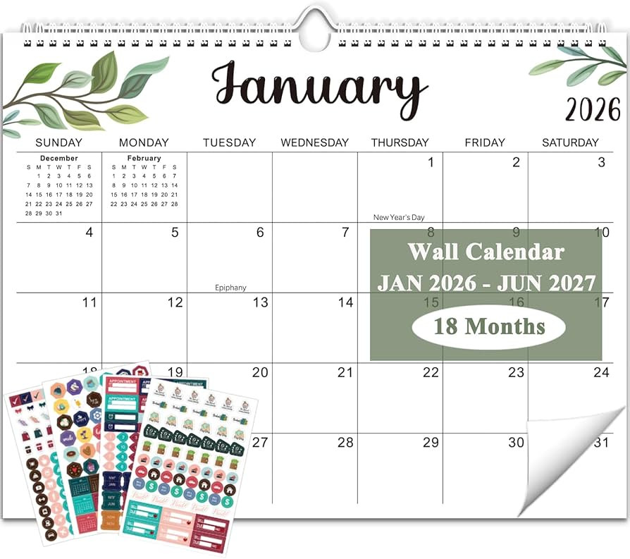 Wall Calendar 2026-2027, 18 Monthly Calendar 2026-2027 from Jan 2026 until Jun 2027, Hanging Wall... | Amazon (US)