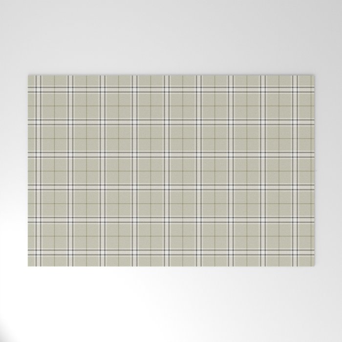 Taupe Cream Ribbon Plaid Welcome Mat | Society6