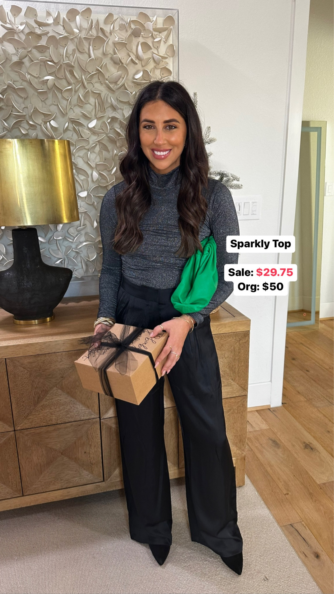 This top would be so fun for a holiday party! 

Top: small 
Pants: 27