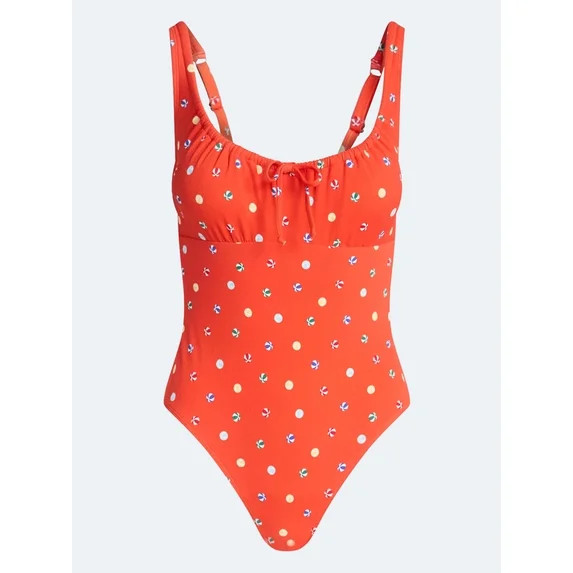 Free Assembly Women's and Women's Plus Cinched Neck One Piece Swimsuit, Sizes XS-3X | Walmart (US)