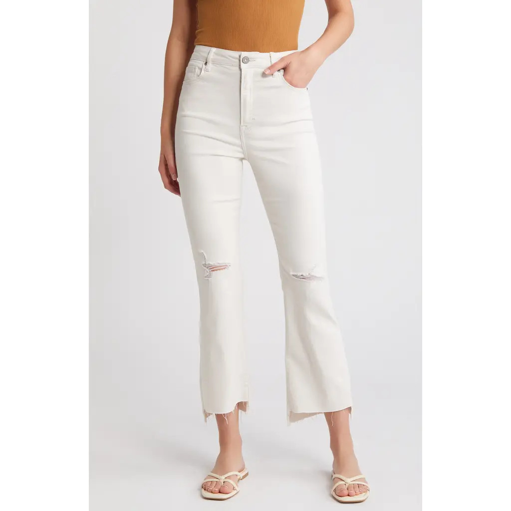 HIDDEN JEANS Raw Step Hem Wide Leg Jeans in Sea Salt at Nordstrom, Size 29 | Nordstrom