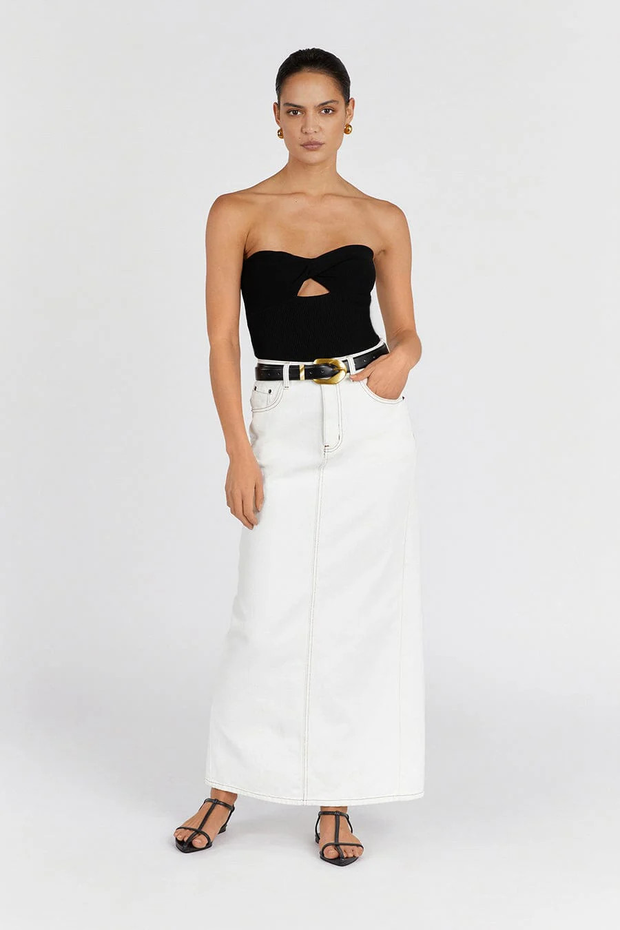 BIANCA BLACK BANDEAU KNIT TOP | DISSH