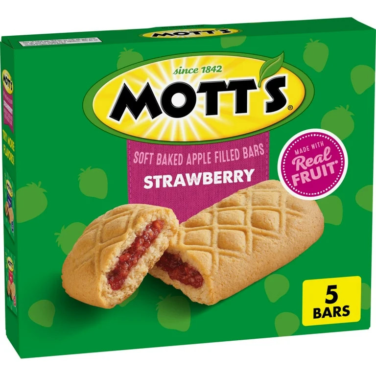 Mott's Soft Baked Apple Filled Bars, Strawberry Flavor Snacks, 5 Ct, 6.55 oz | Walmart (US)