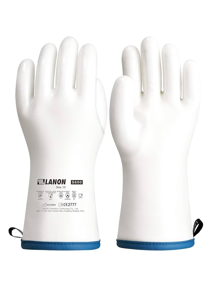 LANON Liquid Silicone Gloves, Heat Resistant Oven Gloves with Fingers, Food Grade, Waterproof, Wh... | Amazon (US)
