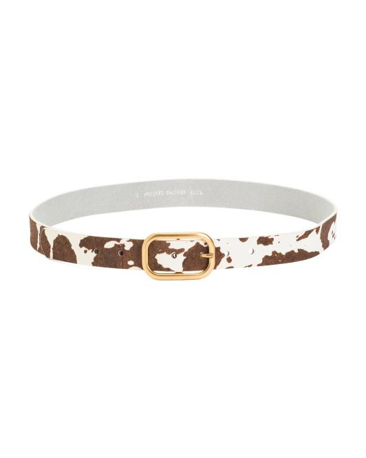 Leather Cow Print Belt | TJ Maxx