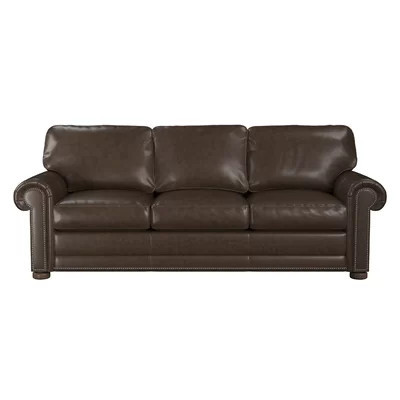 Sopheak 90" Genuine Leather Rolled Arm Queen Sofa Sleeper | Wayfair North America