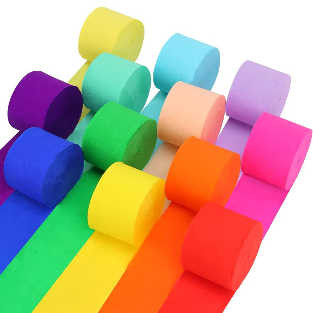 12 Rolls Crepe Paper Streamers, 12 Colors Streamers Party Supplies for Birthday Party Baby Shower... | Amazon (US)