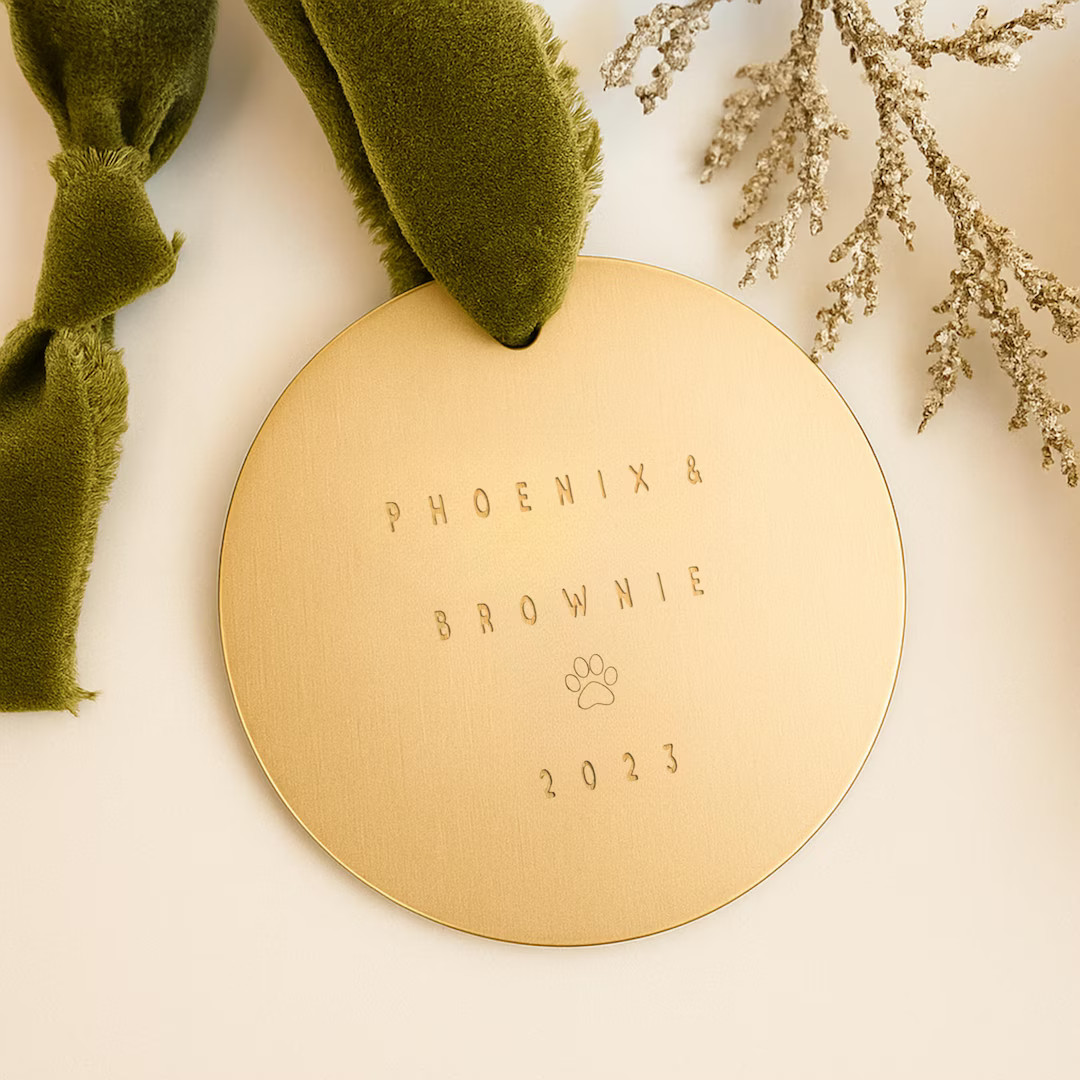 Personalized Pet Ornament | Engraved Brass Holiday Decor | Etsy (US)