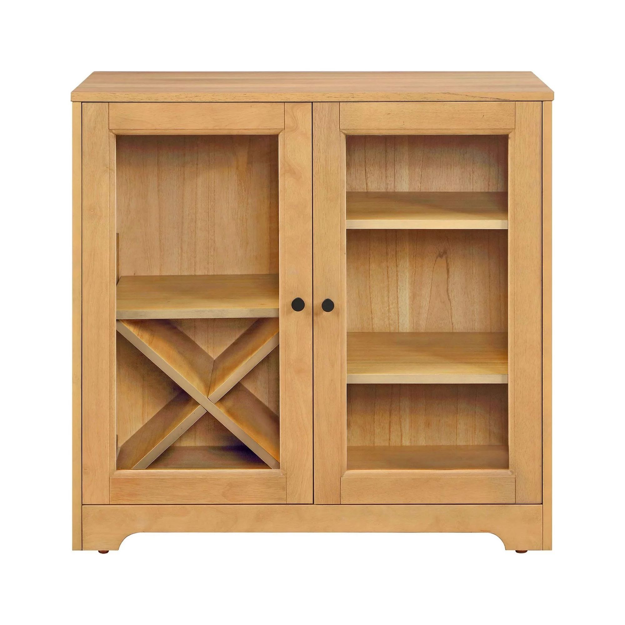 Better Homes & Gardens Aster Bar Cabinet with Solid Wood Frame, Natural Oak finish, by Dave & Jen... | Walmart (US)