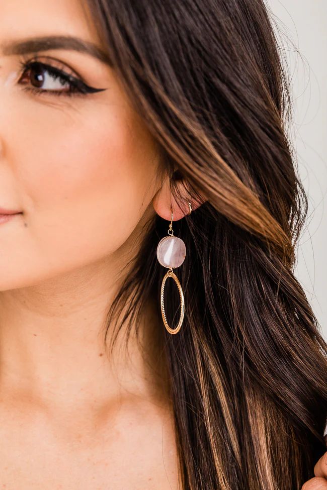 Perfect Night Out Pink Stone Gold Circle Earrings | Pink Lily