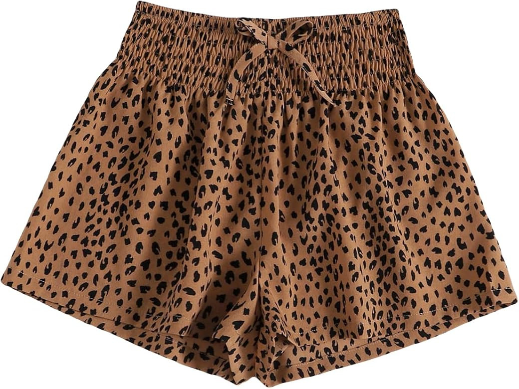 Floerns Girls Elastic Waist Wide Leg Loose Fit Floral Print Paperbag Shorts | Amazon (US)