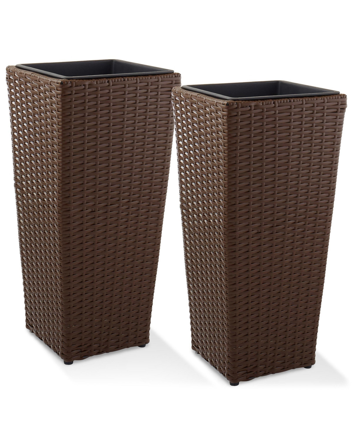 Casafield (Set of 2) All-Weather Outdoor Planters with Liners - White, Tall Tapered Plant Boxes with Flower Pots for Front Porch, Patio, Garden - Espr | Macy's