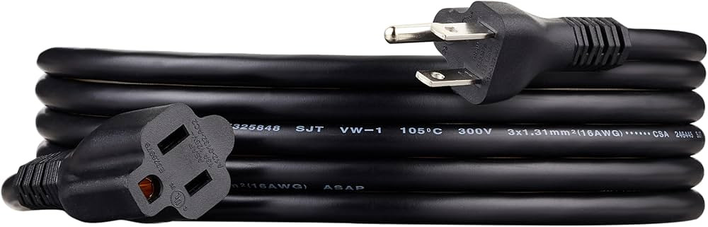 Amazon Basics Extension Cord, 10 Ft, 3 Prong Outlet Extender, Indoor Extension Cord, 13 Amps, 125... | Amazon (US)