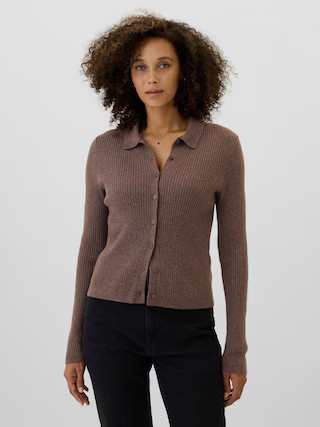 CashSoft Collared Button-Front Cardigan | Gap Factory