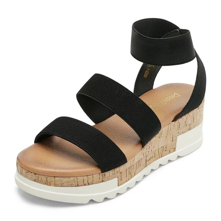 DREAM PAIRS Women's Open Toe Ankle Strap Casual Flatform Platform Sandals REED-1 BLACK size 8.5 | Walmart (US)