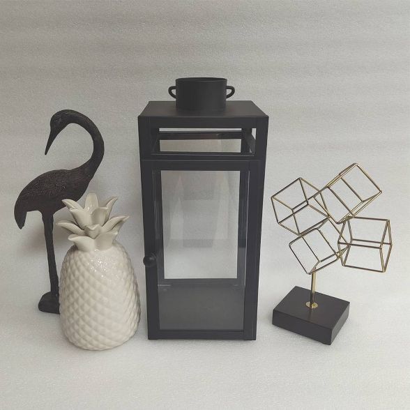 16" x 7" Decorative Metal Lantern Candle Holder Matte Black - Threshold™ | Target