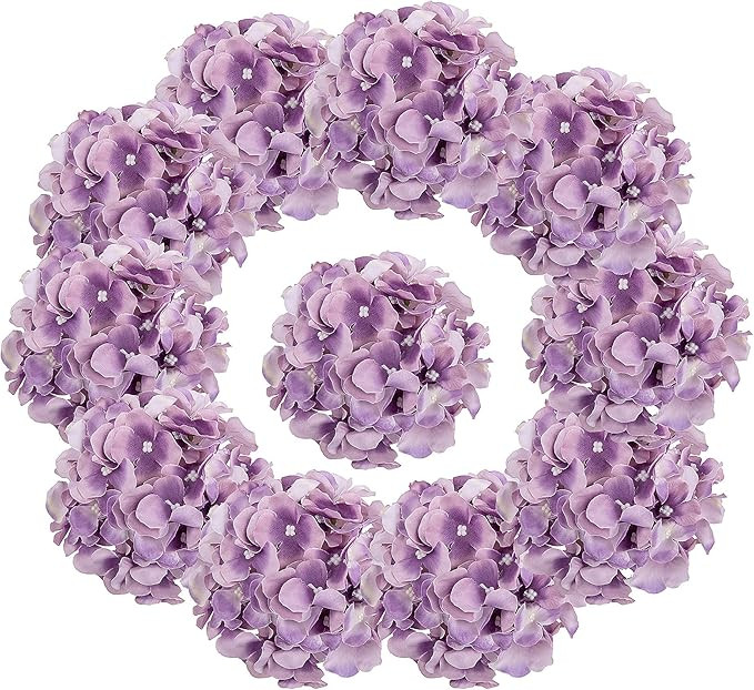 Lansdowns Silk Hydrangea Fake Flower 10pcs DIY Floral Artificial Flower with Stems for Wedding Of... | Amazon (US)