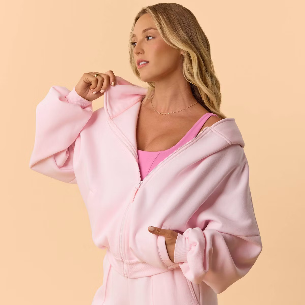 Blogilates Women's Marshmallow Full Zip Hooded Sweatshirt - Royal Blue XS | Target