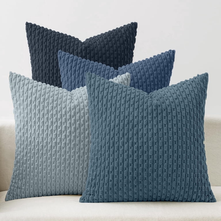 Lomyolo Set of 4 18x18 Inch Corduroy Decorative Throw Pillow Covers - Neutral Striped Soft Cushio... | Walmart (US)