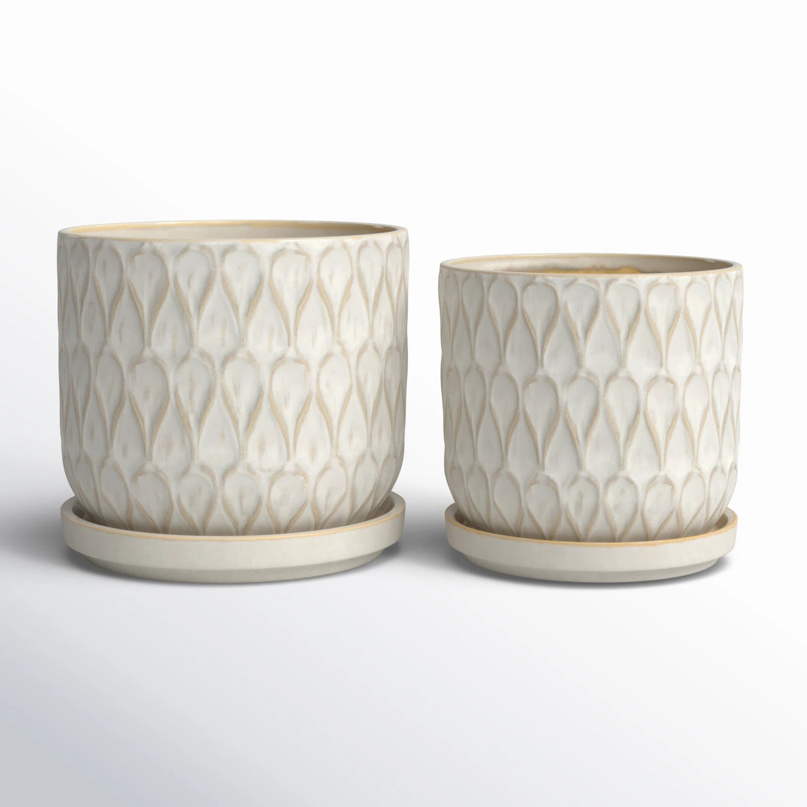 Joss & Main Neutral Textured Ceramic Saucer Planters Set of 2 & Reviews | Wayfair | Wayfair North America