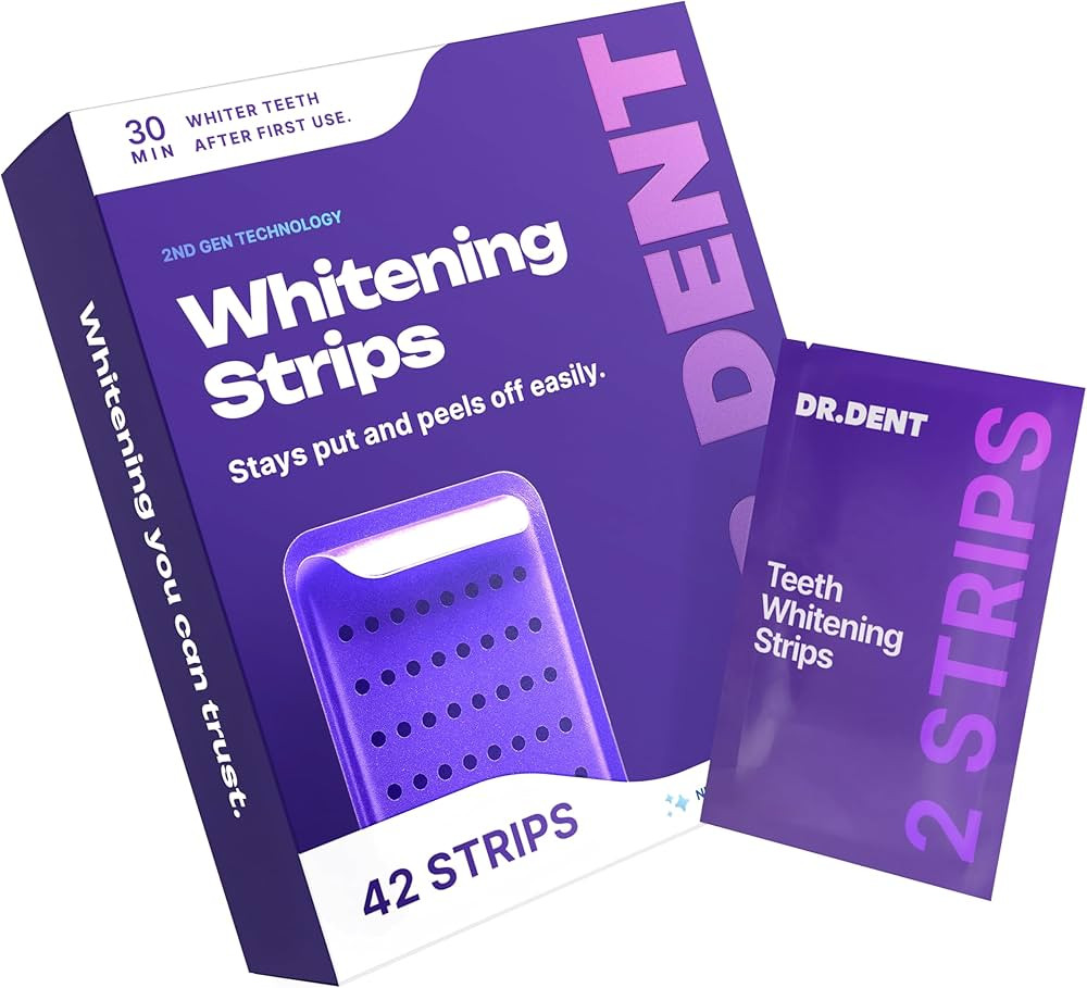 DRDENT Purple Teeth Whitening Strips 21 Treatments - Safe for Enamel - Non Sensitive Teeth Whiten... | Amazon (US)