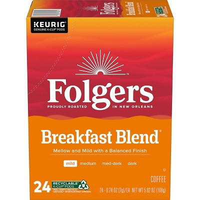 Folgers Breakfast Blend Mild Roast Coffee - Keurig K-Cup Pods - 24ct | Target