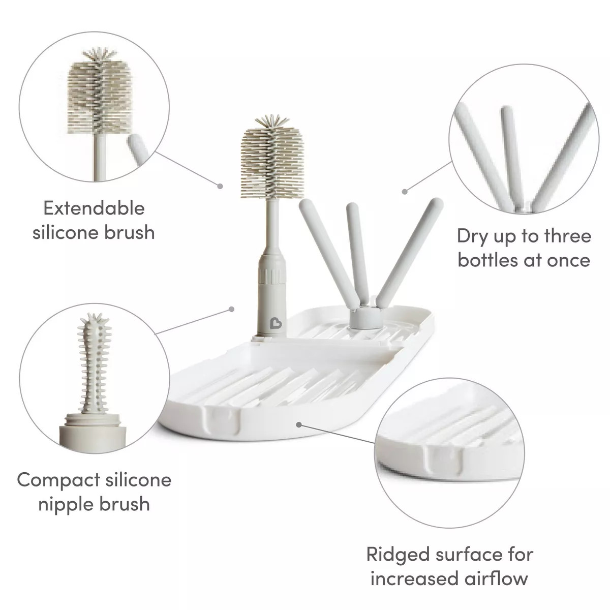 Munchkin Portable Bottle Drying Rack with Bottle Brush - White | Target