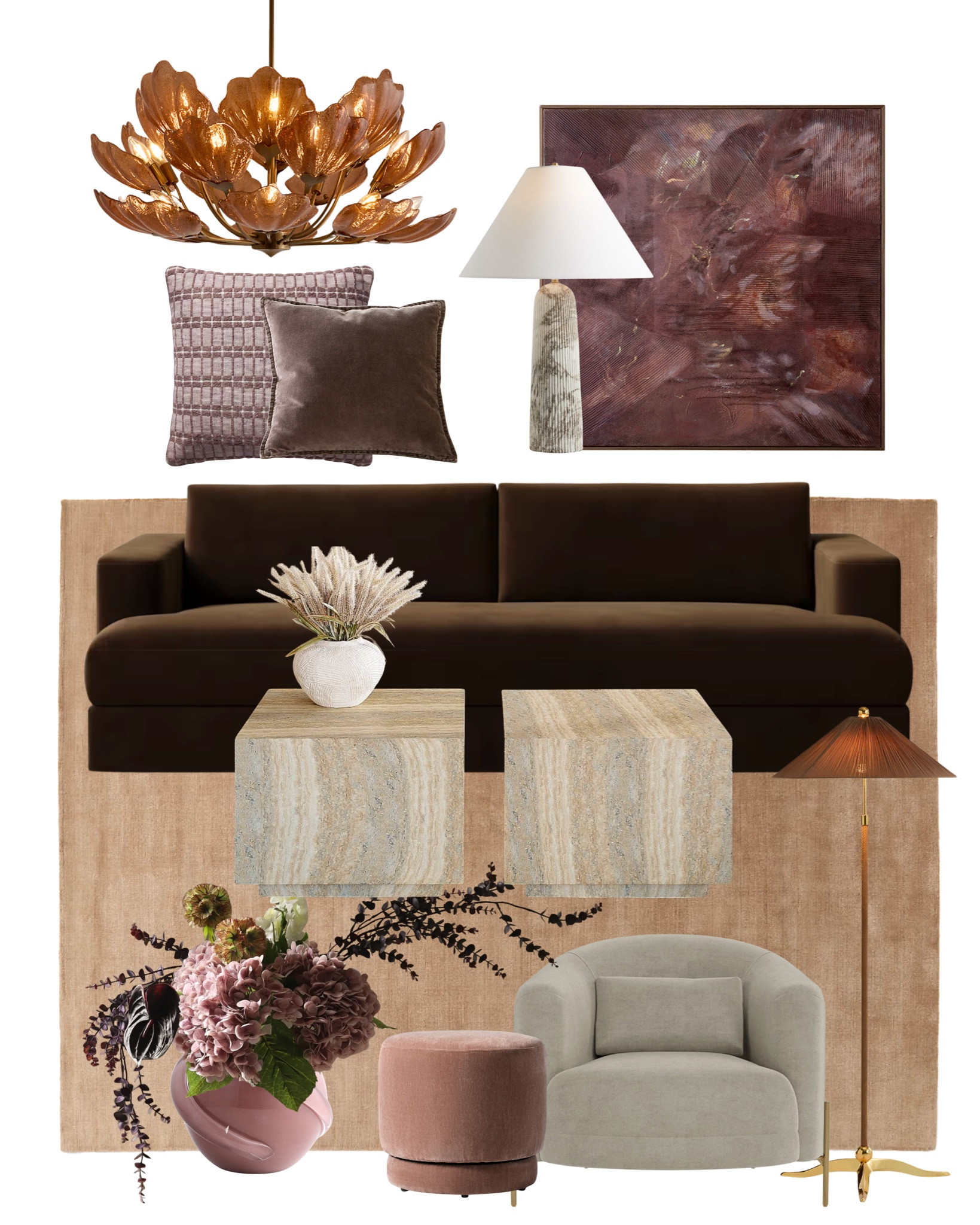 Brown couch with mauve decor

#LTKHome