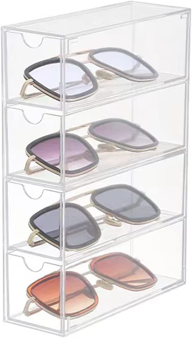 4 Drawer Stackable Glasses Case Storage Organizer for Dresser, Bathroom, Bedroom, Desk, Office, 2... | Amazon (US)