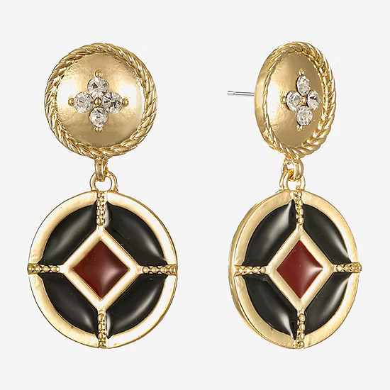 new!Liz Claiborne Gold Tone Nautical Womens Glass Hypoallergenic Drop Earrings | JCPenney