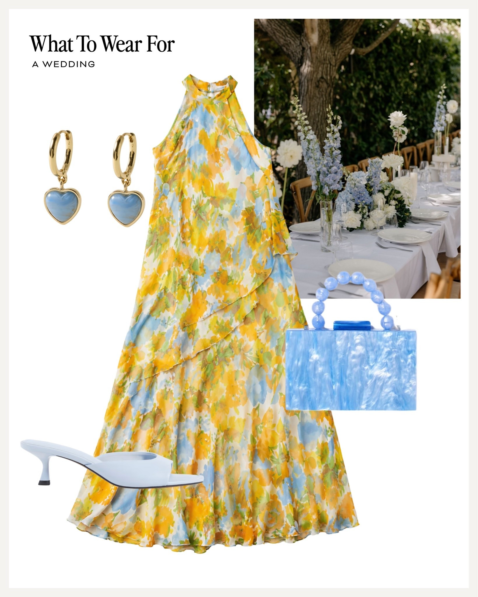A wedding 💒 

Summer midi dress, blue clutch bag, heels, partywear, evening style, occasion wear

#LTKsummer