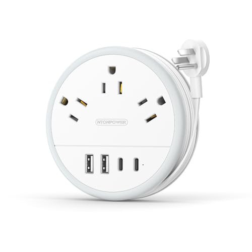 NTONPOWER Travel Power Strip, Travel Essentials, Cruise Essentials 3 Outlets 4 USB Ports(2 USB C), 4FT Wrapped Around Extension Cord for Travel Cruise Ship Beach Vacation Essentials White | Amazon (US)
