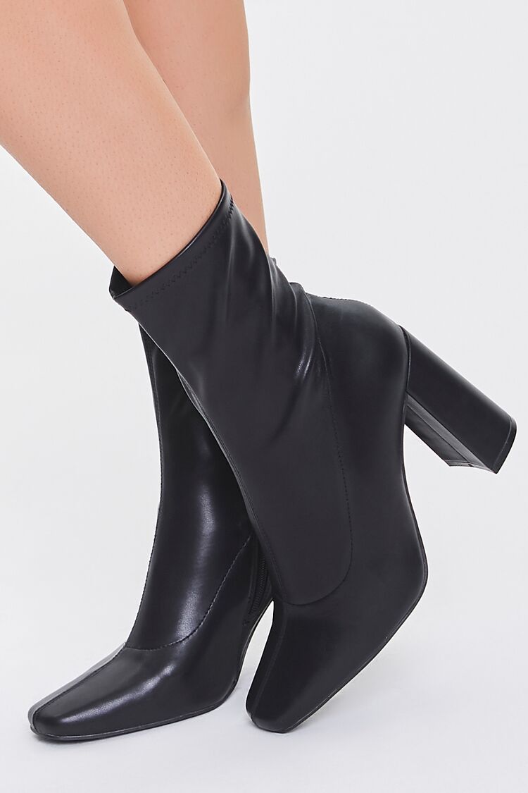 Faux Leather Block Heel Booties | Forever 21 (US)