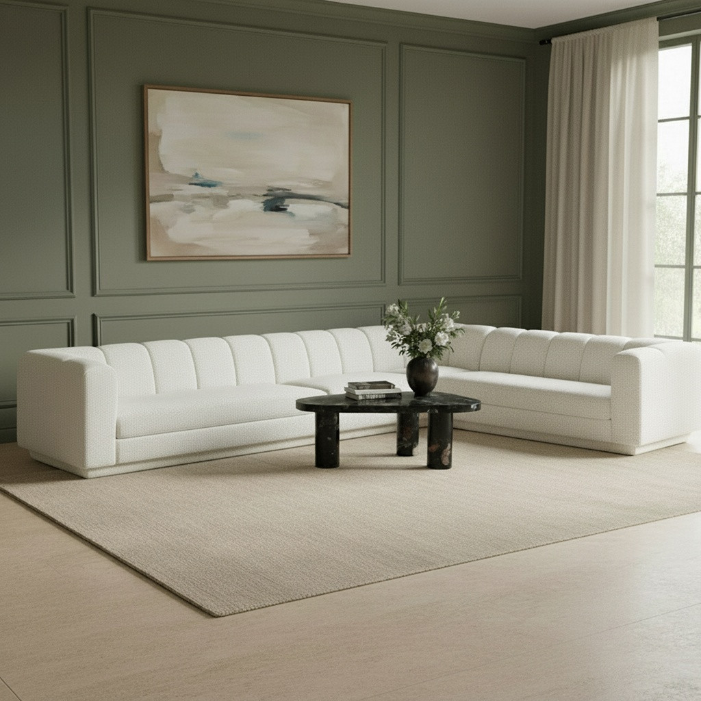Modari Fabric Upholstered 4-Piece Modular Sectional In Cream | 1stopbedrooms