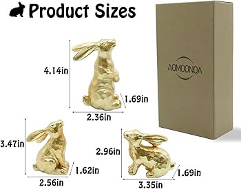 Resin Gold Bunny Decor Rabbit Figurines, Small Easter Bunny Figurine Set of 3, Easter Rabbit Stat... | Amazon (US)
