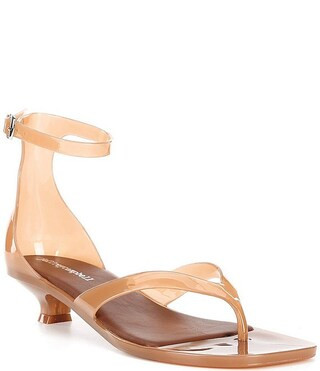 Gummy Ankle Wrap Kitten Heel Thong Sandals | Dillard's