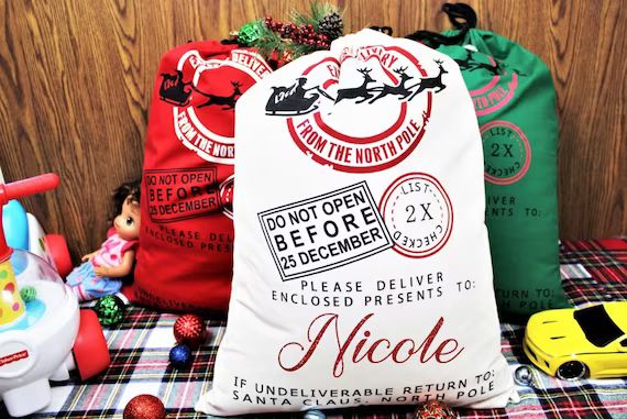 Custom Santa Sack, North Pole Express  Santa Delivery Sack, Christmas gift bag,Christmas gift bag... | Etsy (US)