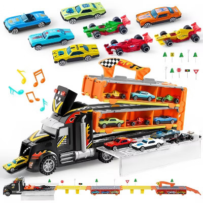 Joyfy Toy Truck for Kids, Racing Car with Lights Sounds, Foldable Track Carrier Truck Toy, Birthday Christmas Gift for Boys Girls 2 3 4 5 Years Old | Target
